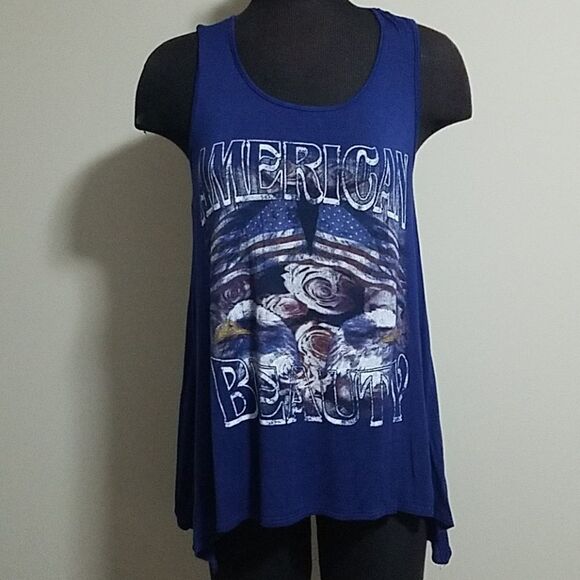 living doll Tops - Living Doll Blue American Beauty Tank Top (Large)